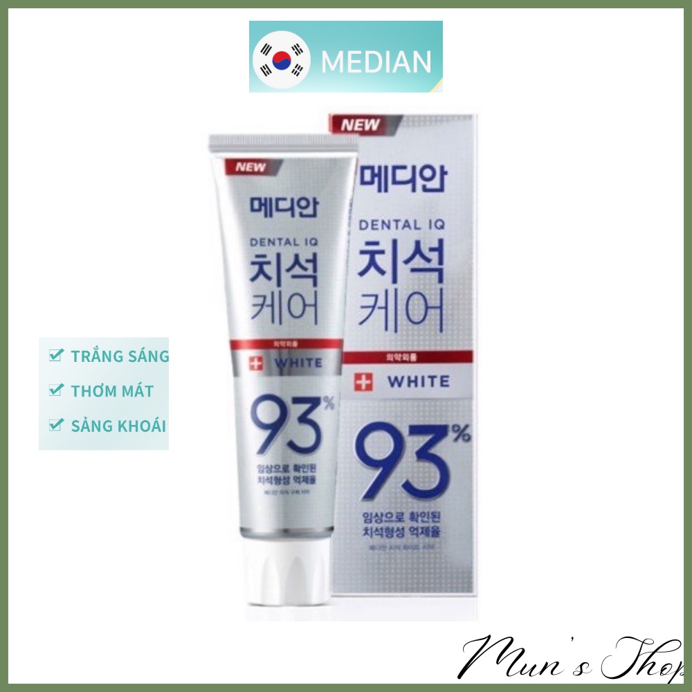 Kem đánh răng MEDIAN 93 Dental IQ 93% White 120g (median 93 Hàn Quốc dạng tuýp) - kem đánh răng median trắng