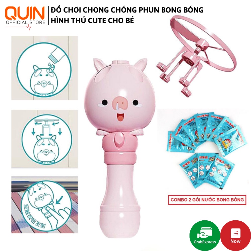 Đồ Chơi Chong Chóng Phun Bong Bóng, Hình Thú Cute Cho Bé Đáng Yêu
