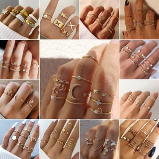 Set 17 Nhẫn Đốt Ngón Tay Mạ Vàng / Bạc Phong Cách Boho