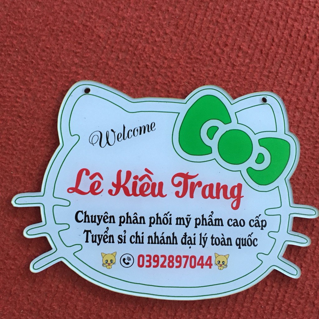 Biển hiệu mica Decor shop bán hàng - Mẫu Hello Kitty thiết kế theo yêu cầu