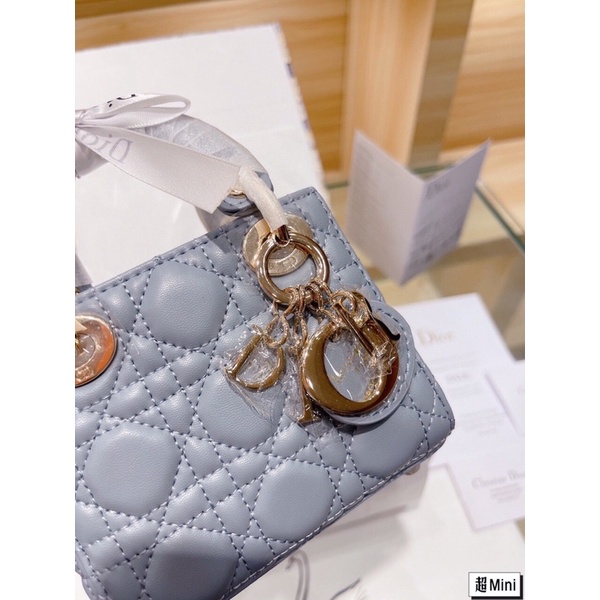 Túi xách Diỏr lady micro sz mini 3 ô chất da thật sz 12cm