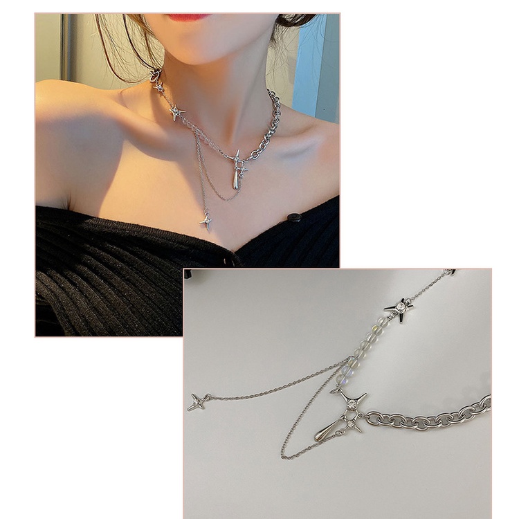 Vòng cổ Đính Đá Hình Giọt Nước Phong Cách hip-hop Sang Trọng Thời Trang