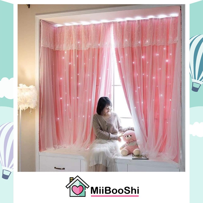 Rèm cửa sổ dán tường phòng ngủ nhỏ chống nắng 2 lớp MiibooShi SF1456