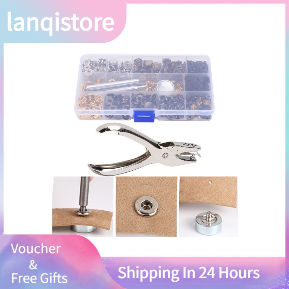 (Hàng Mới Về) Bộ 120 Nút Bấm Bằng Kim Loại + Công Cụ Đóng Đinh Tán Vải Da