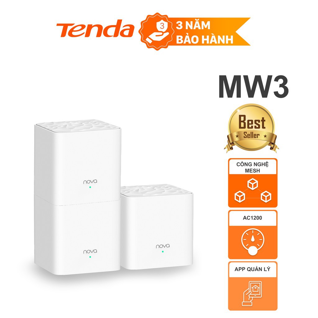 Tenda Hệ thống Wifi Nova Mesh cho gia đình MW3 Chuẩn AC 1200Mbps - Hãng phân phối chính thức