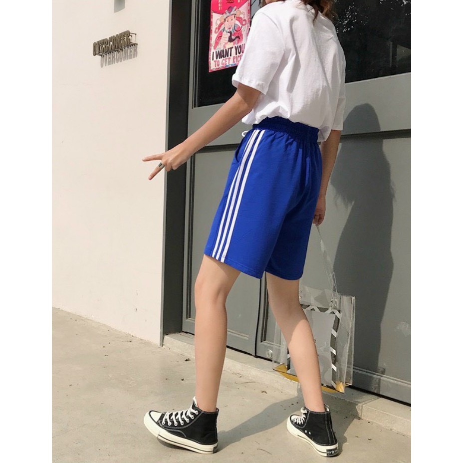&lt;FREE SHIP&gt; Quần short nam nữ 3 sọc vải nỉ dày dặn (s.3s)