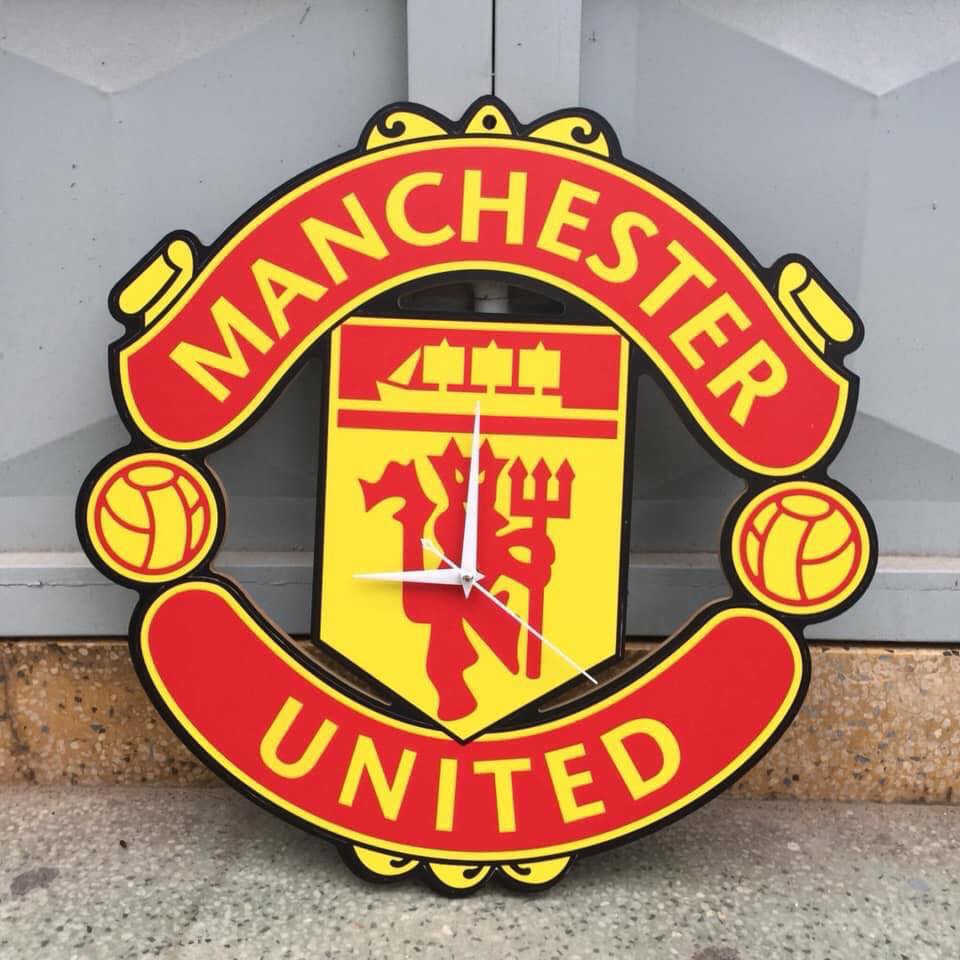 [Tặng Kèm Pin, Có Video] Đồng Hồ Gỗ Treo Tường  Khắc Logo CLB Manchester United (MU) Vô Cùng Sống Động - NaNu