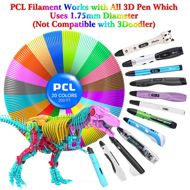 Set 20 Cuộn Dây Ruột Bút In 3D 1.75mm 20 Màu Sắc Ngẫu Nhiên°CQuà Tặng Cho Trẻ Em