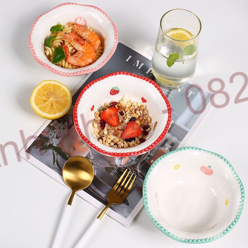 Bát Ăn Cơm Họa tiết xinh yêu, Chén Sứ Tô Salad, Tô lượn Bát Ăn Dặm Cho Bé Chén Dĩa Decor Dễ Thương
