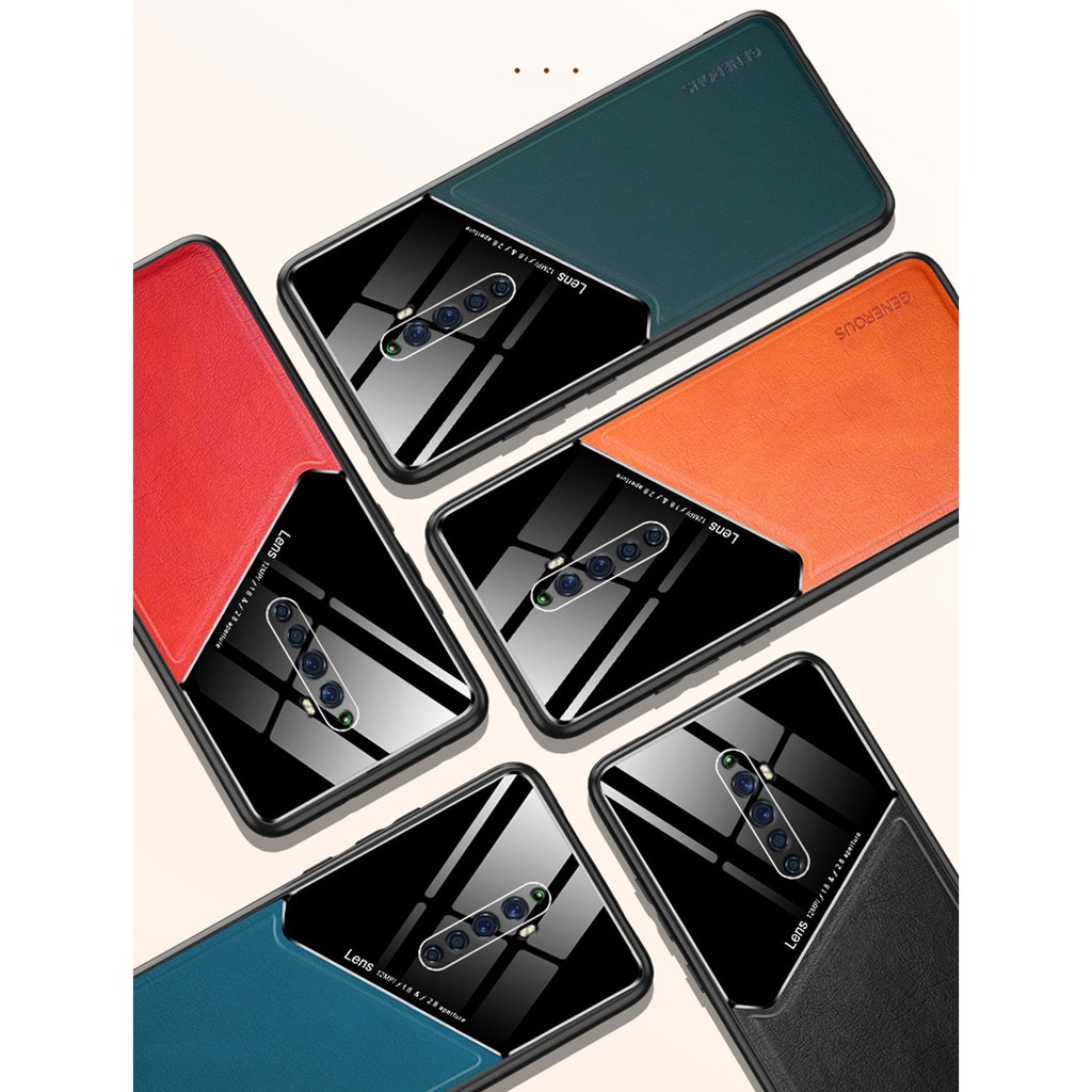 Ốp điện thoại nhựa PC cứng phối da khung kim loại nam châm gắn xe hơi thích hợp cho Oppo Reno 2 Z Reno2 Z F 2z 2f