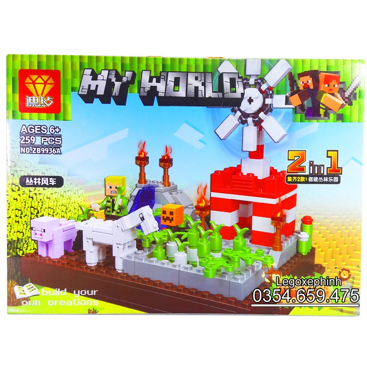 Bộ Lego xếp hình MineCraft My World Bảo Vệ Nông Trại .Có 259 chi tiết. Lego Lắp Ráp Cho Bé. Lego Ninjago Lắp Ráp Đồ Chơi