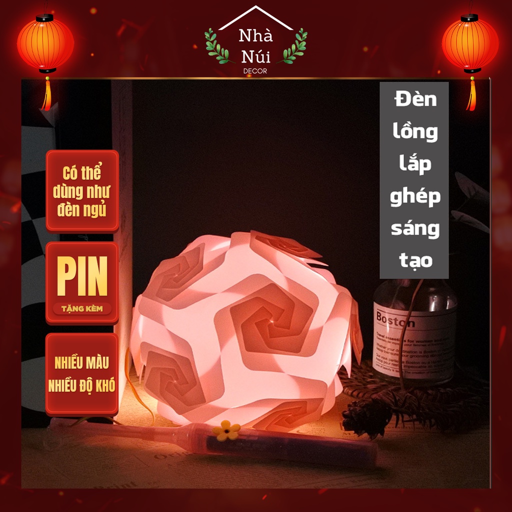 Đèn Lồng Tết, Trung Thu Cho Bé Lắp Ghép Sáng Tạo, Đèn Ngủ Decor Trang Trí Phòng Ngủ Để Bàn, Bàn Làm Việc, Có Nhiều Màu