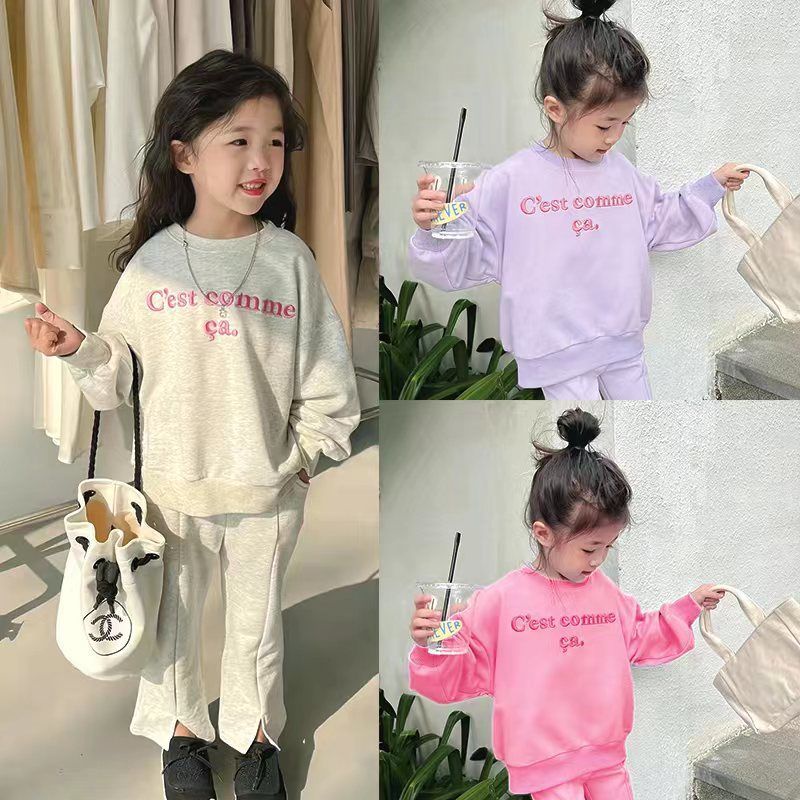 Bộ Đồ Thể Thao Áo Sweater Phối Quần Dài Kiểu Hàn Quốc Thời Trang Mùa Xuân Cho Bé Gái