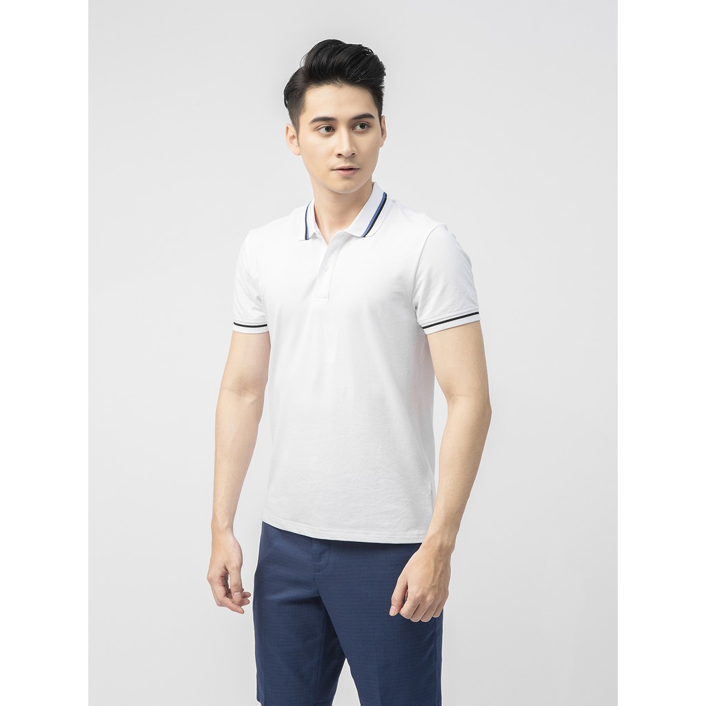 <Aristino sale> Áo phông nam ngắn tay  có cổ , áo thun có cổ ARISTINO  mầu trắng dáng ôm slim fit  Aps037S1