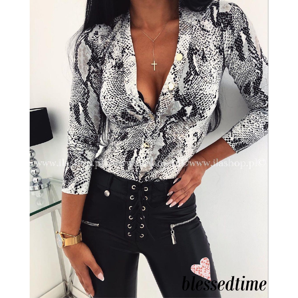 Bodysuit dài tay cổ sâu đan dây phong cách quyến rũ dành cho nữ | BigBuy360 - bigbuy360.vn