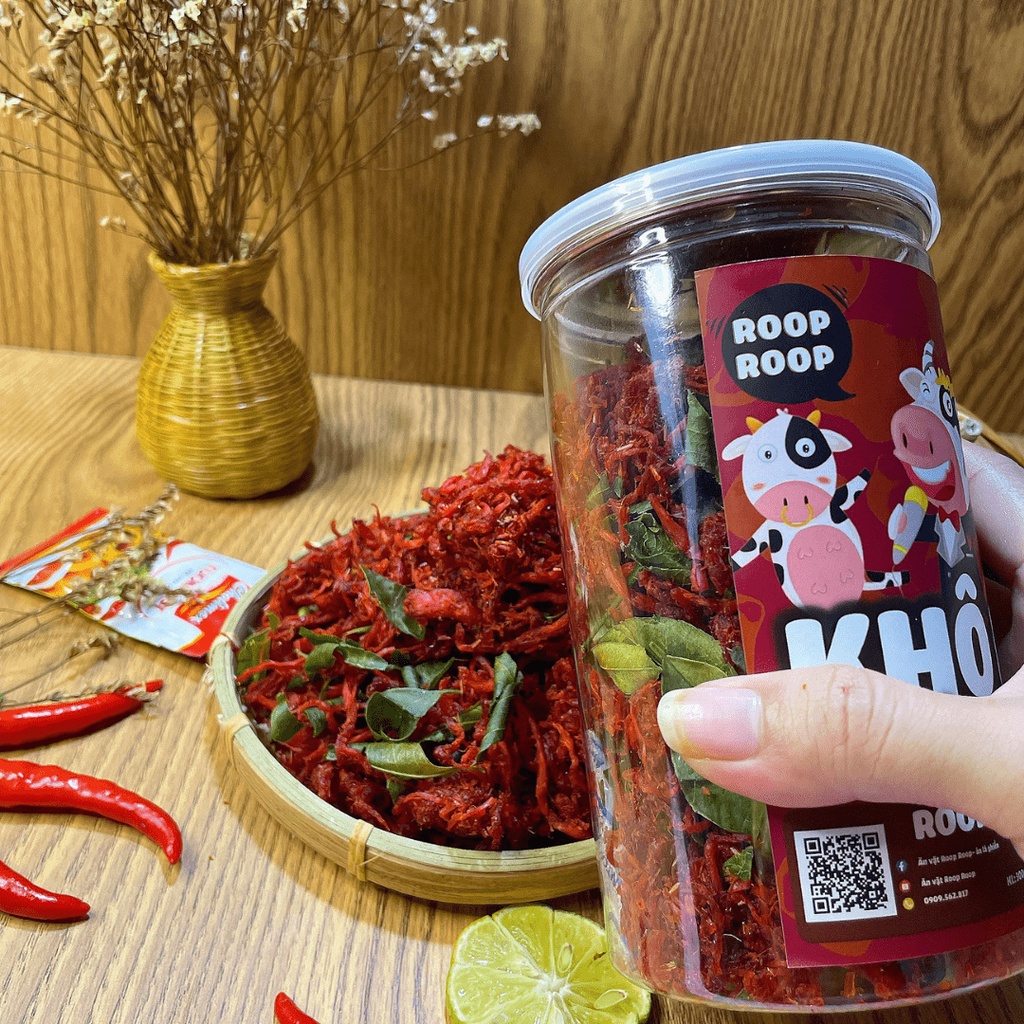 Khô bò sợi lá chanh 300G ROOPROOP dài mềm đậm vị an toàn vệ sinh thực phẩm | BigBuy360 - bigbuy360.vn