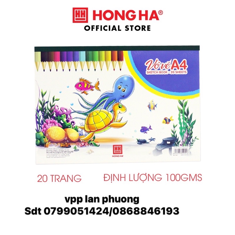 ( NEW- HÀNG MỚI VỀ) Vở vẽ A4 Hồng Hà định lượng cao
