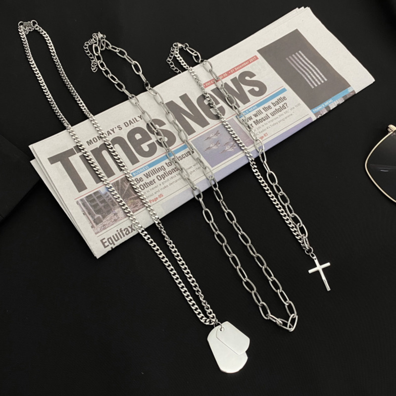 vòng cổ Thép Titan Nhiều Lớp Phong Cách Hiphop Cá Tính