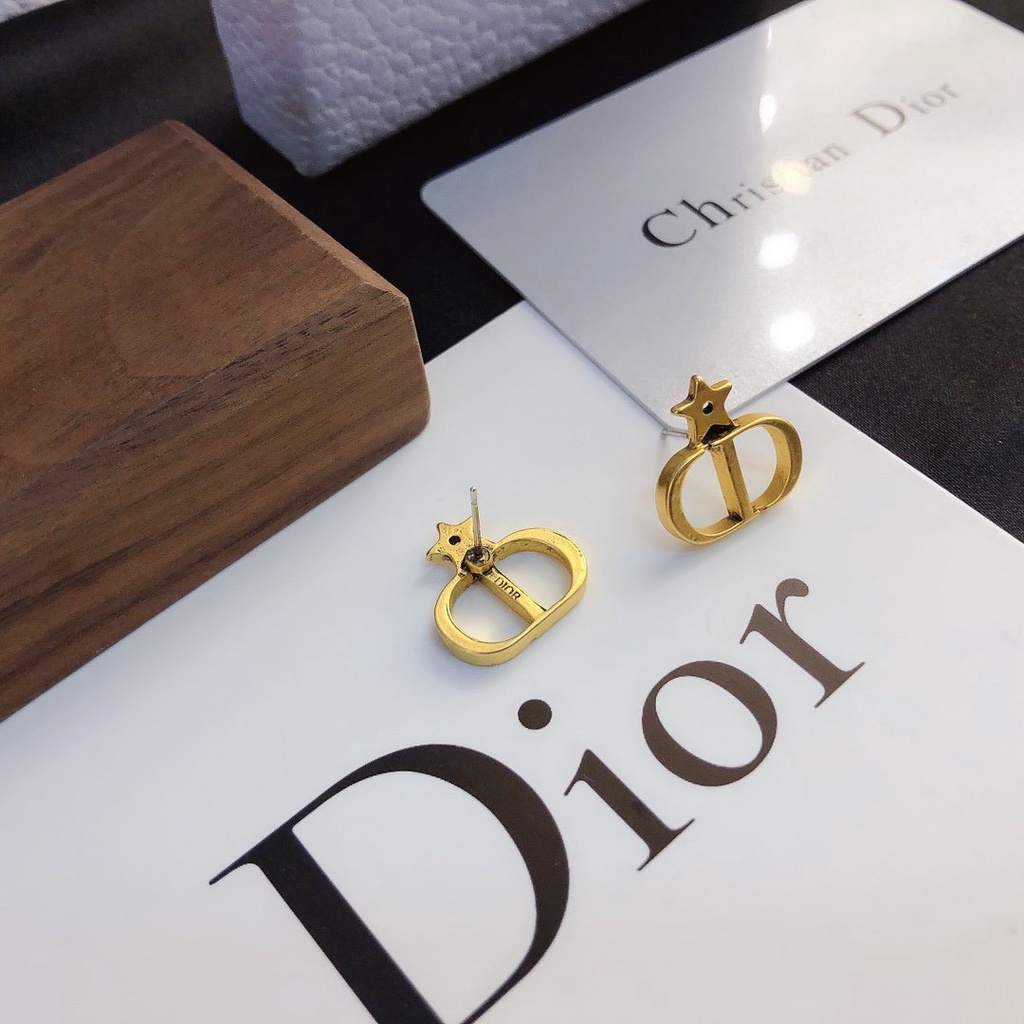 Khuyên Tai Tròn Khắc Chữ Dior Bằng Thép Titanium Thời Trang Cho Nữ