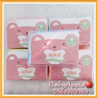 ☘️chính hãng☘️ khăn sữa xuất nhật aiko cao cấp - set 10 khăn 4 lớp lớn