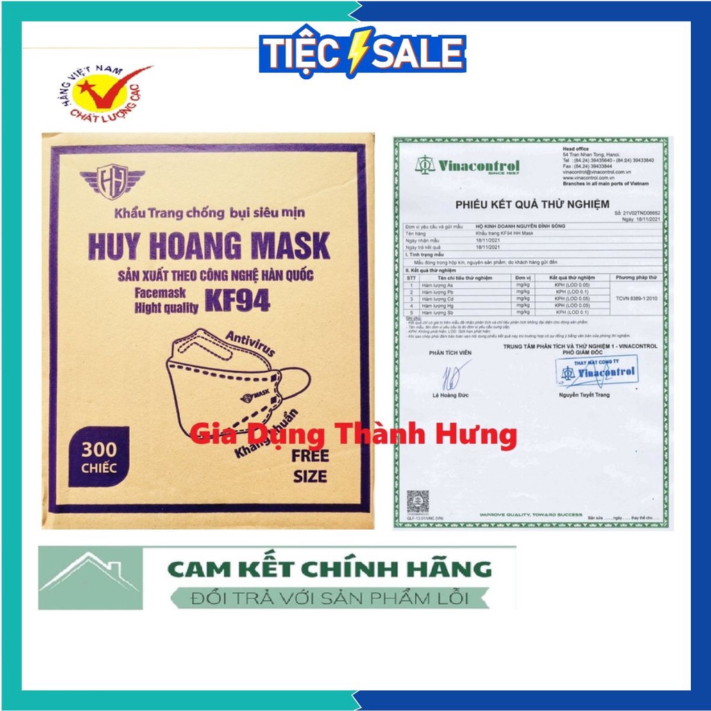 Thùng 300 Khẩu trang KF94 Huy Hoàng Mask_100% chính hãng