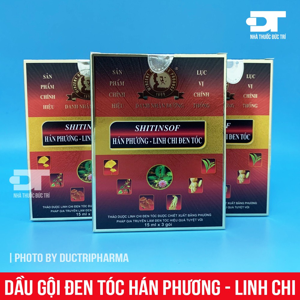 Dầu gội đen tóc Shitinsof Hán Phương Linh Chi (Hộp 3 gói)