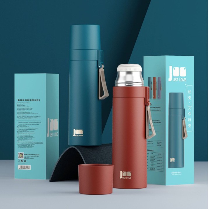 Bình giữ nhiệt Just Love 500ml nắp cốc tiện lợi inox 304 giữ nóng lạnh đến 15h