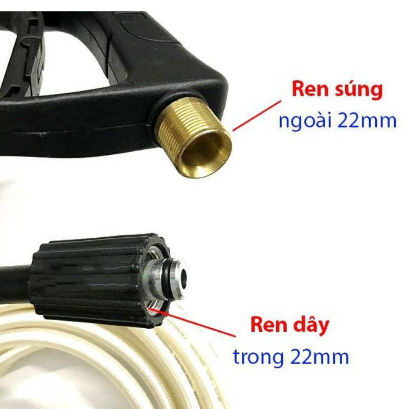 Bộ 10, 15, 20, 30m dây rửa xe và súng xịt rửa xe áp lực cao (Ren 22mm)