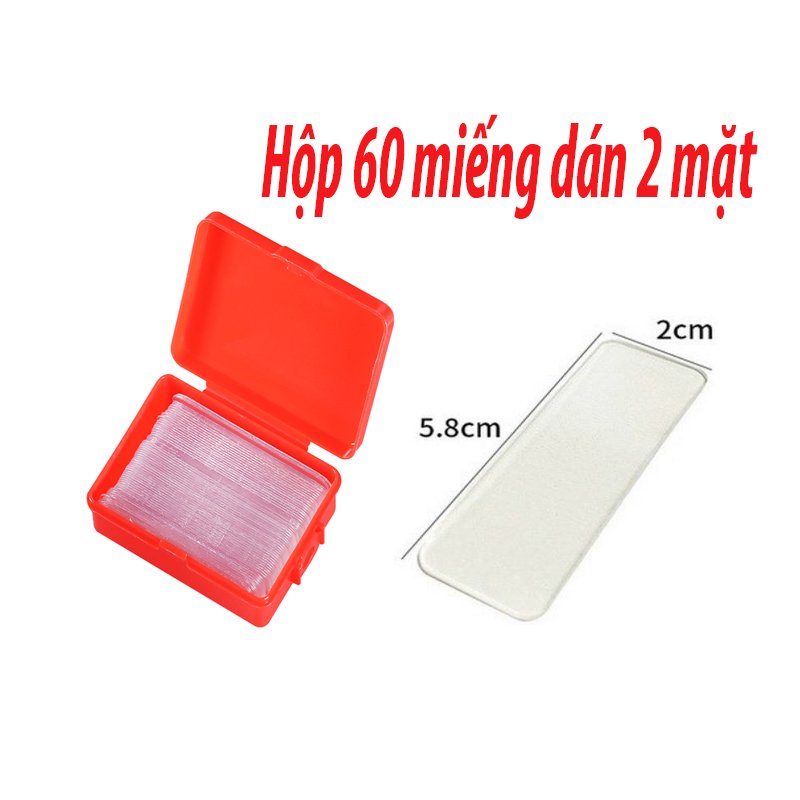 Băng dính 2 mặt, siêu dính, trong suốt, hộp 60 miếng, kích thước 5.5x2cm, chịu lực tốt, nhỏ gọn, tiện lợi GD230