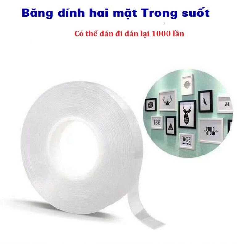 [Loại 1] Băng Keo, Băng dính Hai Mặt Siêu Dính Dài 3 Mét dán tranh gán gương treo tường siêu dính