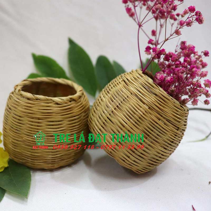 giỏ tre MINI đan thủ công, dùng cắm hoa