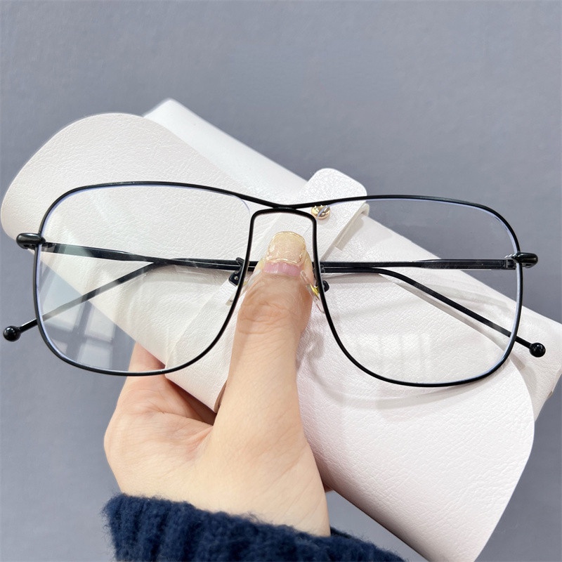 Mắt Kính Gọng Vuông Kim Loại Chống Ánh Sáng Xanh Thời Trang Retro Cho Nam Nữ