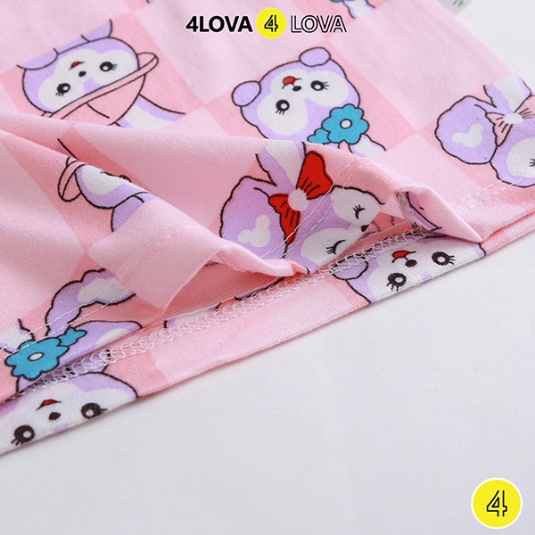 Bộ quần áo thun cộc tay cho bé hoạt hình unisex 4LOVA chất cotton lạnh mềm, mát hàng chính hãng KID007