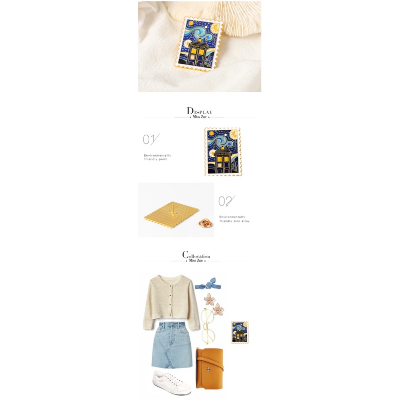 Ghim Cài Áo Hình Tranh Sơn Dầu Van Gogh Độc Đáo