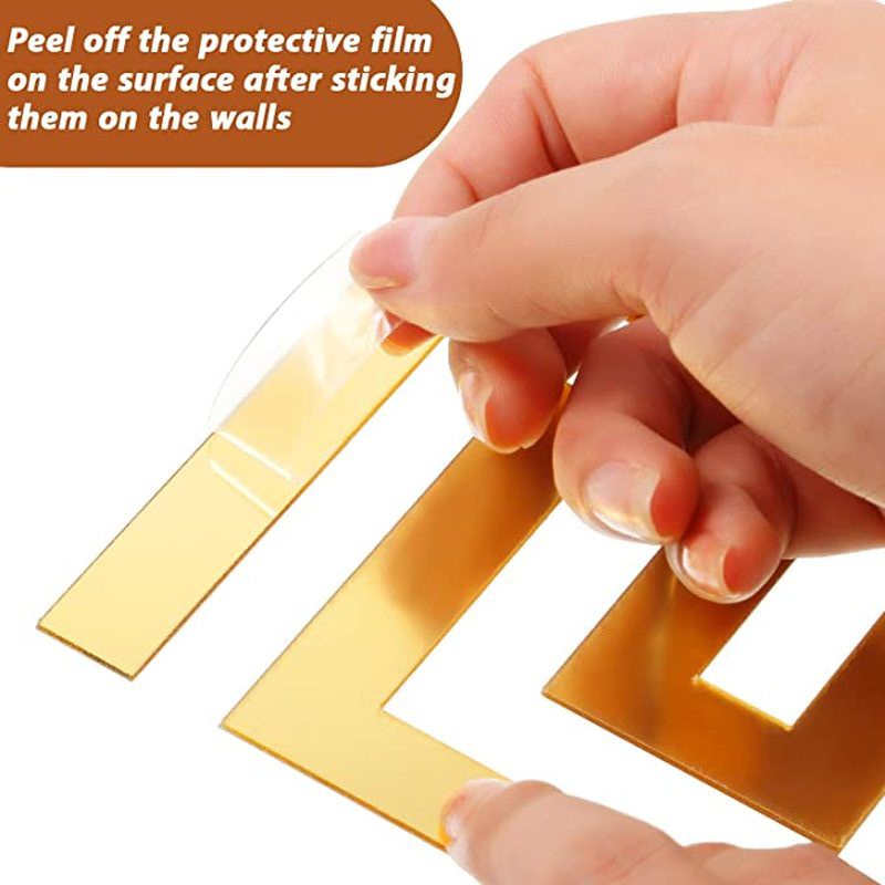 Set 10 Nhãn Dán Trang Trí Tường/Gương Bằng Acrylic Họa Tiết Hình Học Chống Thấm Nước