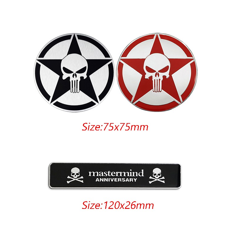 Miếng Dán Trang Trí Xe Hơi Hình Đầu Lâu Mastermind Bằng Kim Loại