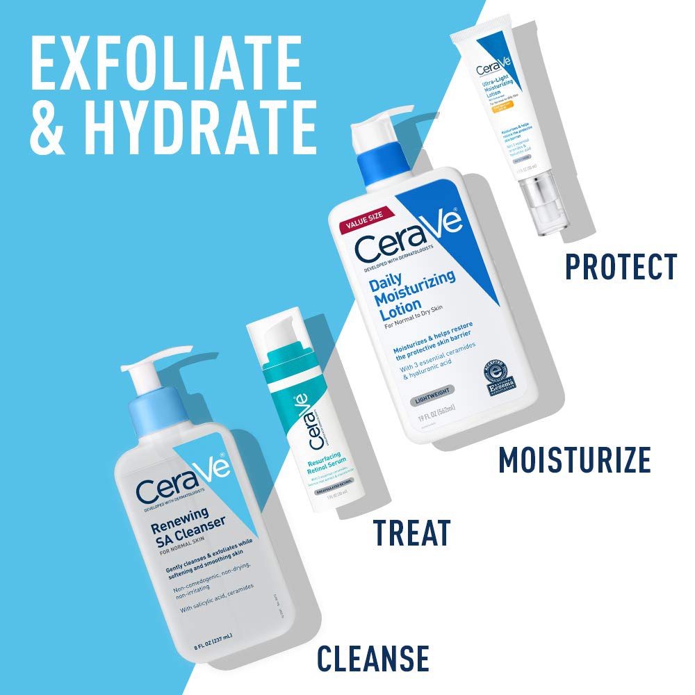 Sữa rửa mặt Cerave Renewing SA Cleanser chứa BHA cho da dầu mụn, có ceramides, hyaluronic acid và niacinamide