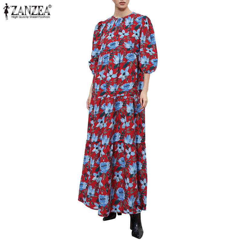 Đầm maxi ZANZEA tay phòng in hoa thanh lịch cho nữ | BigBuy360 - bigbuy360.vn
