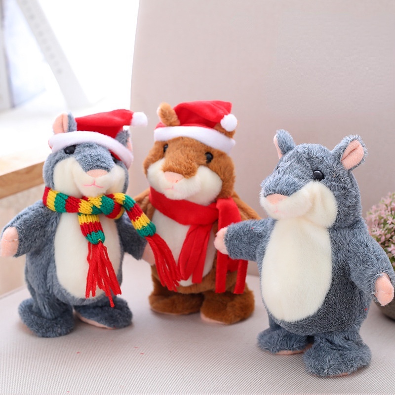 1 Chuột Hamster Nhồi Bông Thông Minh Trang Trí Giáng Sinh