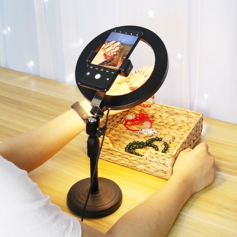 Combo Đèn 30cm và Đèn 16cm Để Bàn Trợ Sáng Nguyên Bộ Kèm 3 Kẹp Điện Thoại Độ Cao Tuỳ Chỉnh Hỗ Trợ Ánh Sáng