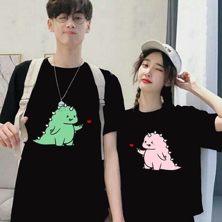 Áo thun cặp áo đôi đồ đôi nam nữ họa tiết Khủng Long tình yêu dễ thương