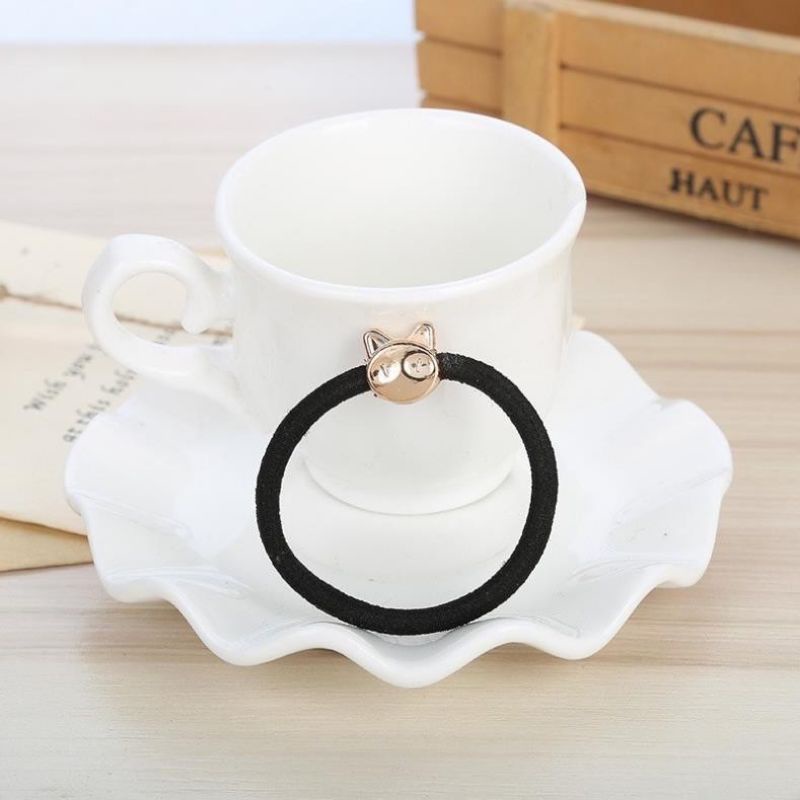 Dây cột tóc màu đen nhiều hình xinh xắn