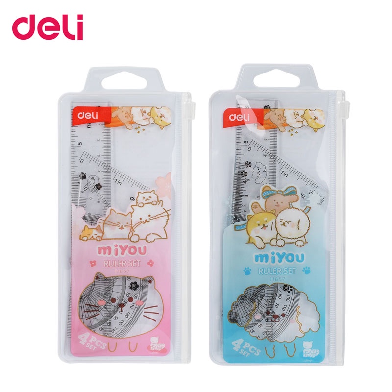Bộ thước đo hình học 4 mảnh Deli H657