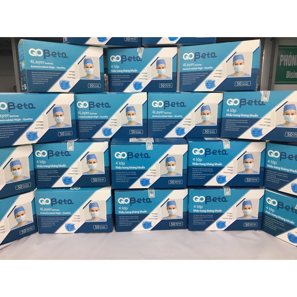 [HÀNG XUẤT KHẨU] KHẨU TRANG 4 LỚP IN LOGO CÔNG TY GOBETA CÁC MÀU ĐEN XANH XÁM ĐỎ TRẮNG HIỆU QUẢ CAO, DỄ CHỊU KHI SỬ