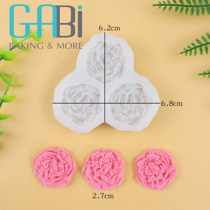 Khuôn fondant silicon 3 hoa ly/mẫu đơn