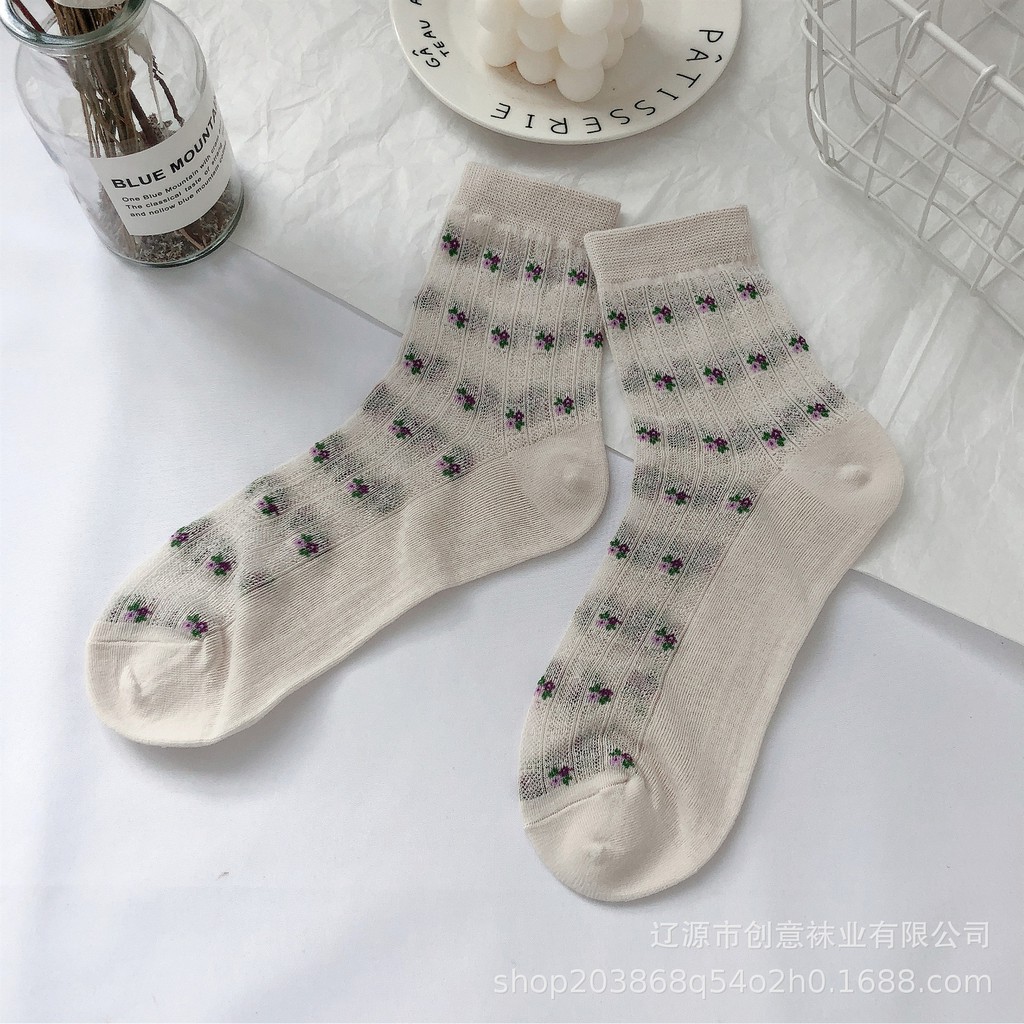 Tất cổ cao nữ Dễ thương Cute Nhật Bản Vớ cao cổ nữ Cotton In hình Hoạt hình Ulzzang Thu Đông Hàn Quốc