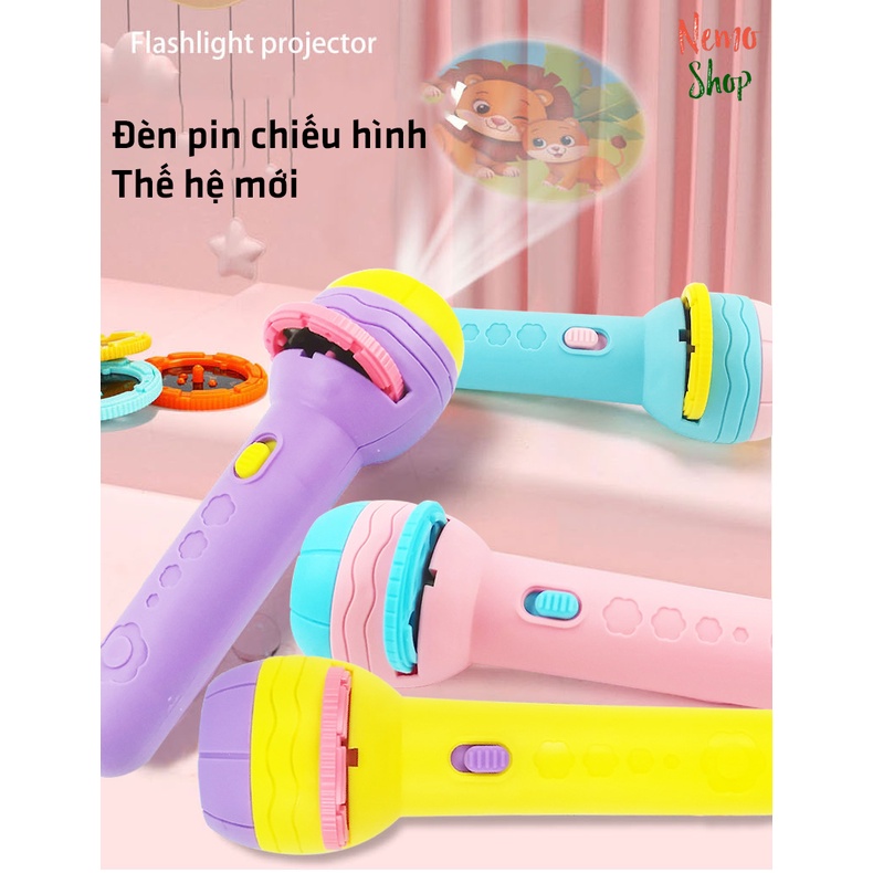 Đèn pin chiếu hình cho bé - 24 hình về động vật, thực vật, thế giới xung quanh