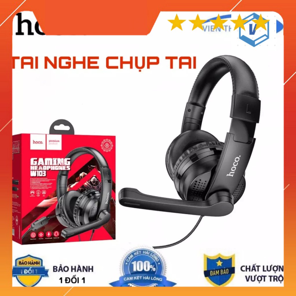 Tai nghe chụp tai gaming có mic hoco w103 , bass khủng có nút điều chỉnh âm lượng chuyên game [CHÍNH HÃNG]