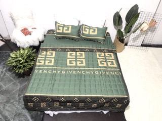 Bộ 5 món chăn hè cotton poly givenchy xanh