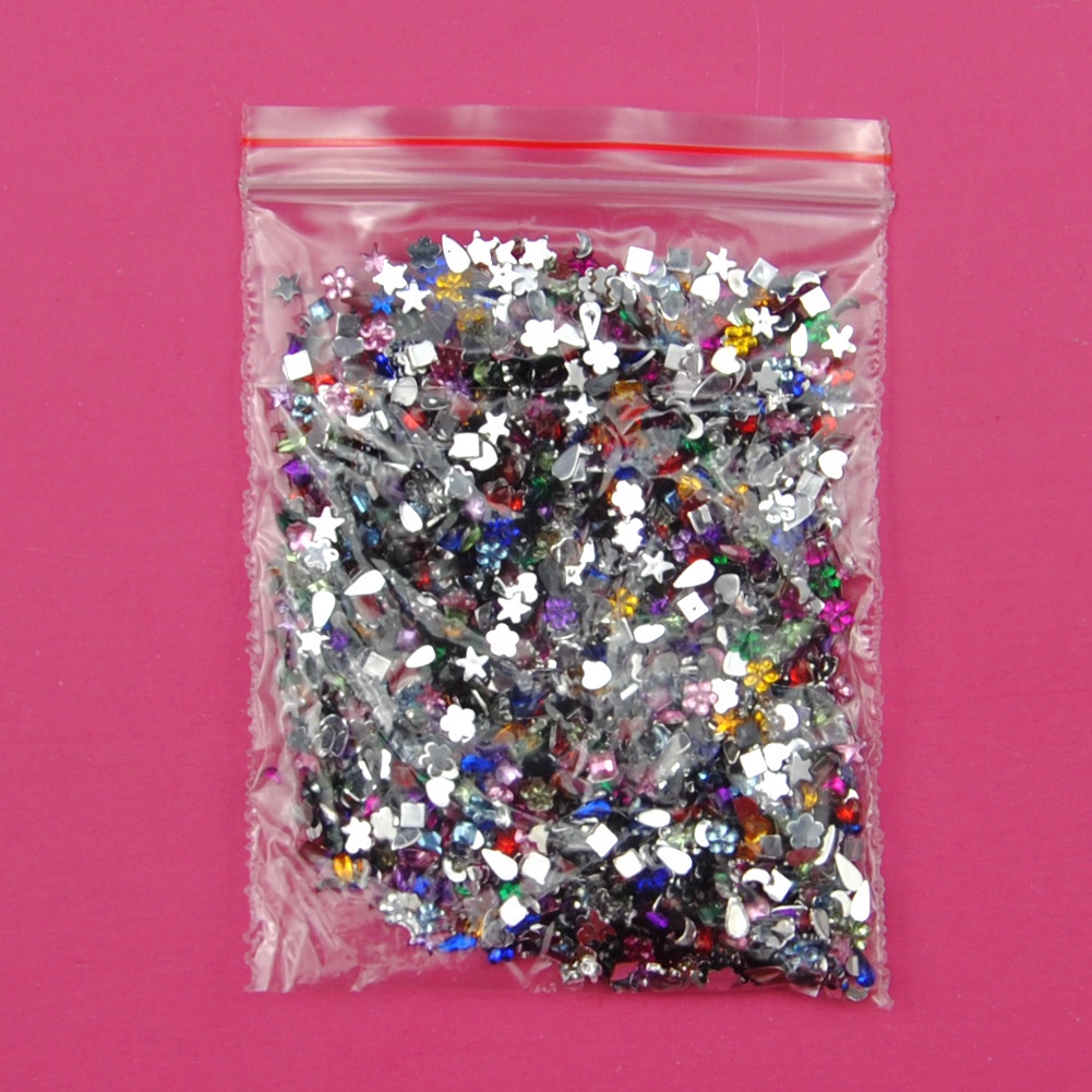 Túi 2000 hạt kim cương giả nhiều màu sắc 3D trang trí móng tay